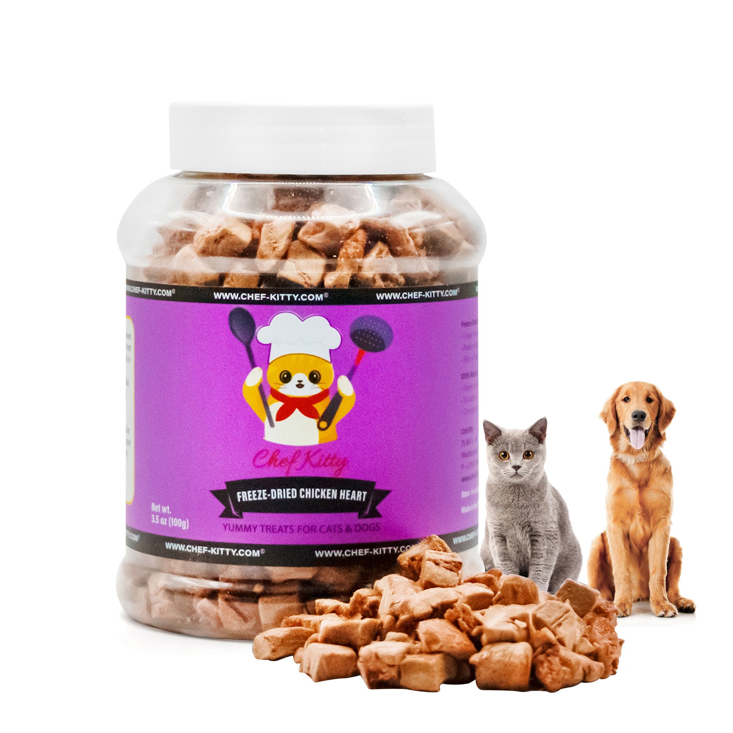 Freeze Dried Chicken Heart en - Only 1 Ingredient - Healthy, Raw, Dry Food for Indoor Cats\ Kittens, Dogs - Made in The USA - Chicken Heart (1.75oz-3.5o