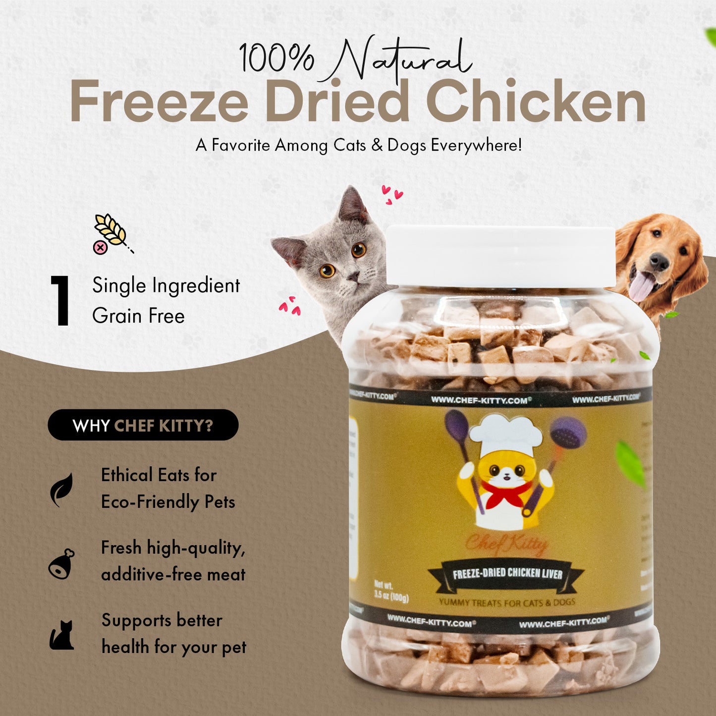 Freeze Dried Chicken Liver Cat & Dog Treats - Inspected & Tested in the USA - Chicken Liver (1.75oz-3.5oz)