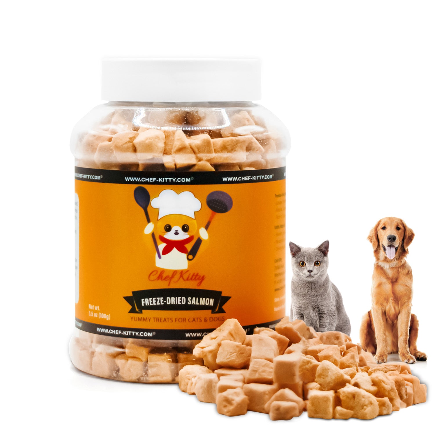 Freeze Dried Salmon Cat & Dog Treats - Made from 100% Wild Caught Salmon - Only 1 Ingredient - Healthy, Tasty, Dry Food for Indoor Cats, Kittens, Dogs - Inspected & Tested in the USA - Salmon (1.75oz-5.3oz)