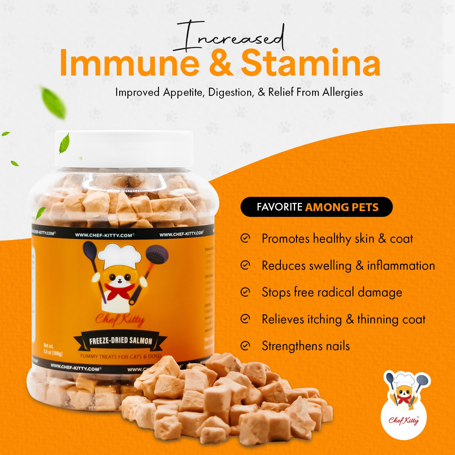 Freeze Dried Salmon Cat & Dog Treats - Made from 100% Wild Caught Salmon - Only 1 Ingredient - Healthy, Tasty, Dry Food for Indoor Cats, Kittens, Dogs - Inspected & Tested in the USA - Salmon (1.75oz-5.3oz)