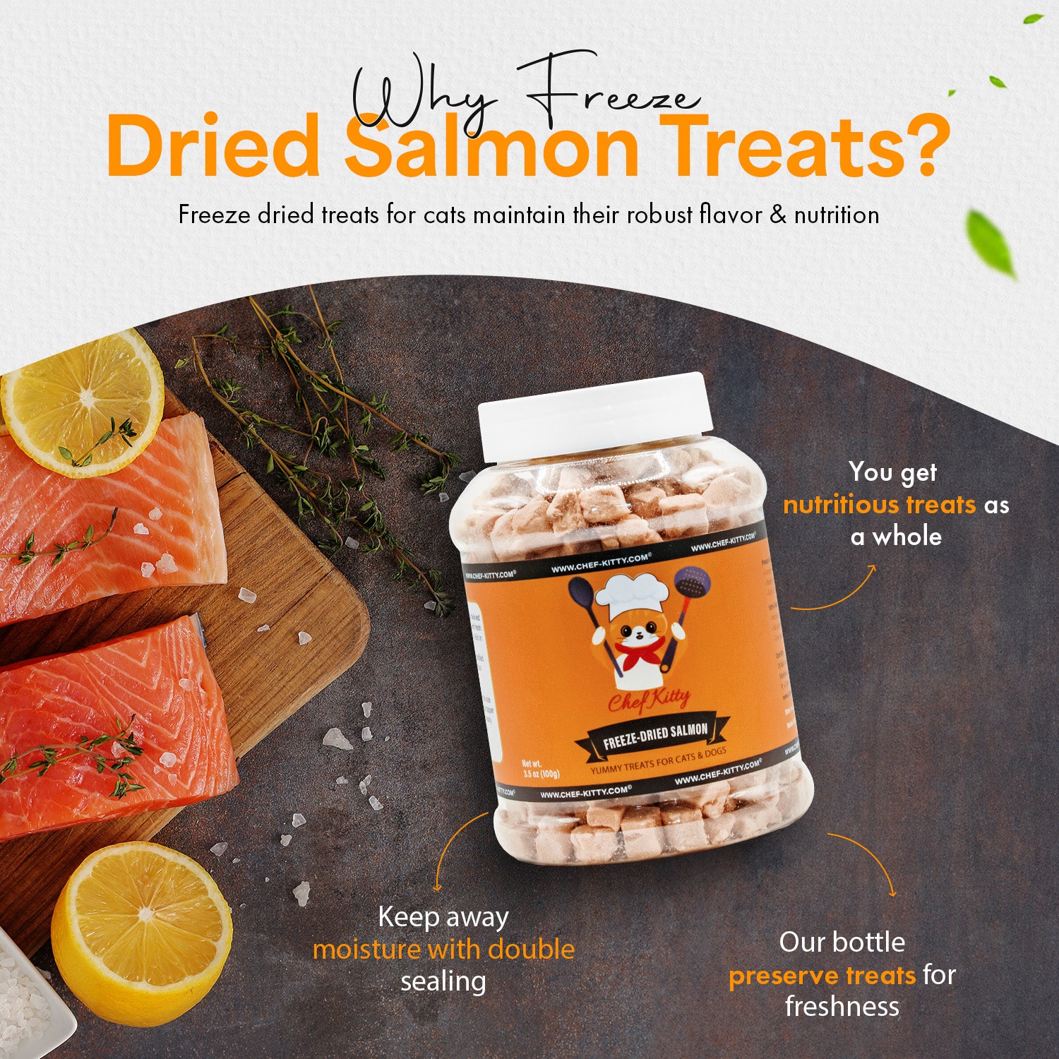 Freeze Dried Salmon Cat & Dog Treats - Made from 100% Wild Caught Salmon - Only 1 Ingredient - Healthy, Raw, Dry Food for Indoor Cats, Kittens, Dogs - Made in The USA - Salmon (1.75oz-3.5oz)