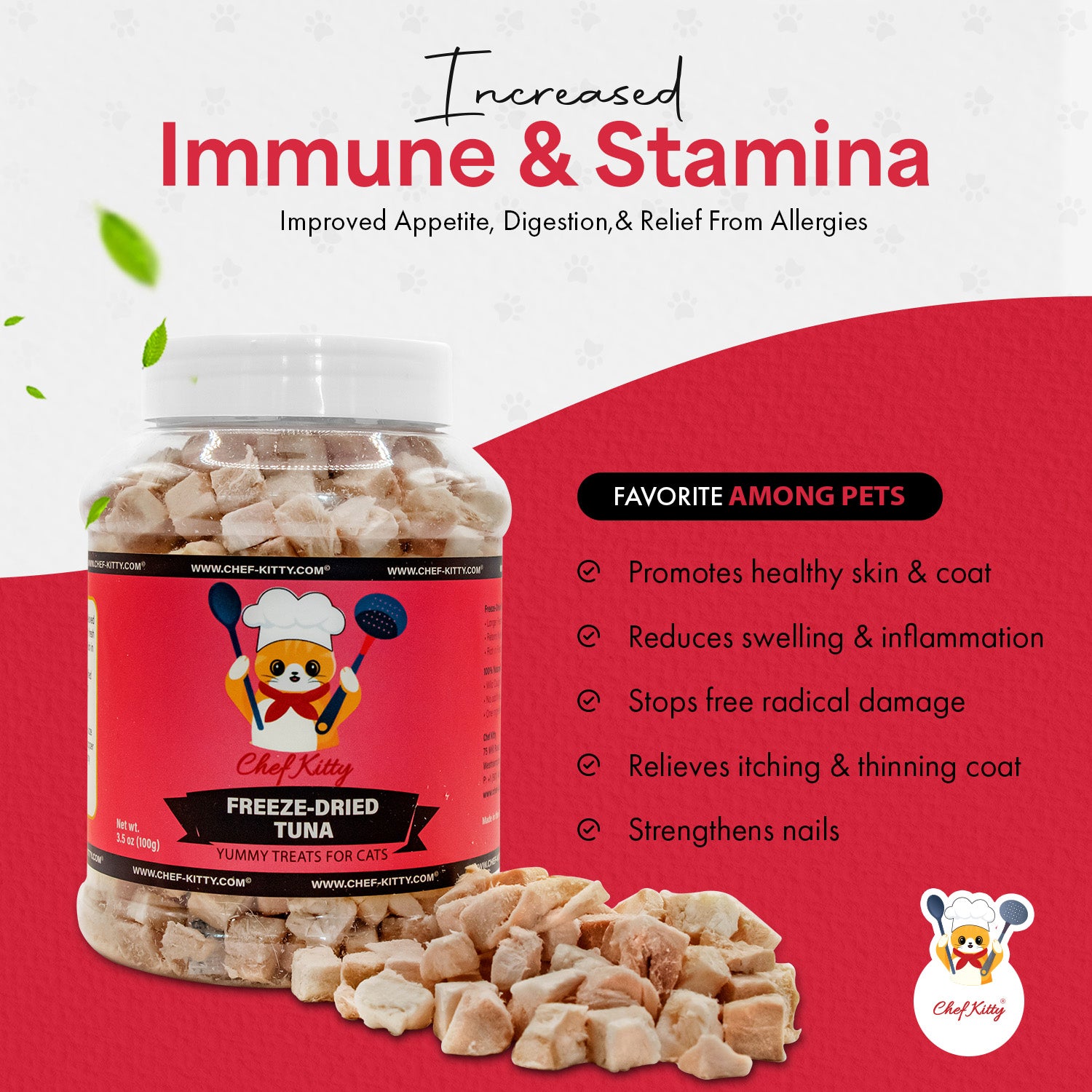 Freeze Dried Tuna Cat & Dog Treats - Made from 100% Wild Caught Tuna - Only 1 Ingredient - Healthy, Raw, Dry Food for Indoor Cats, Kittens, Dogs - Made in The USA - Tuna (1.75oz-3.5oz)