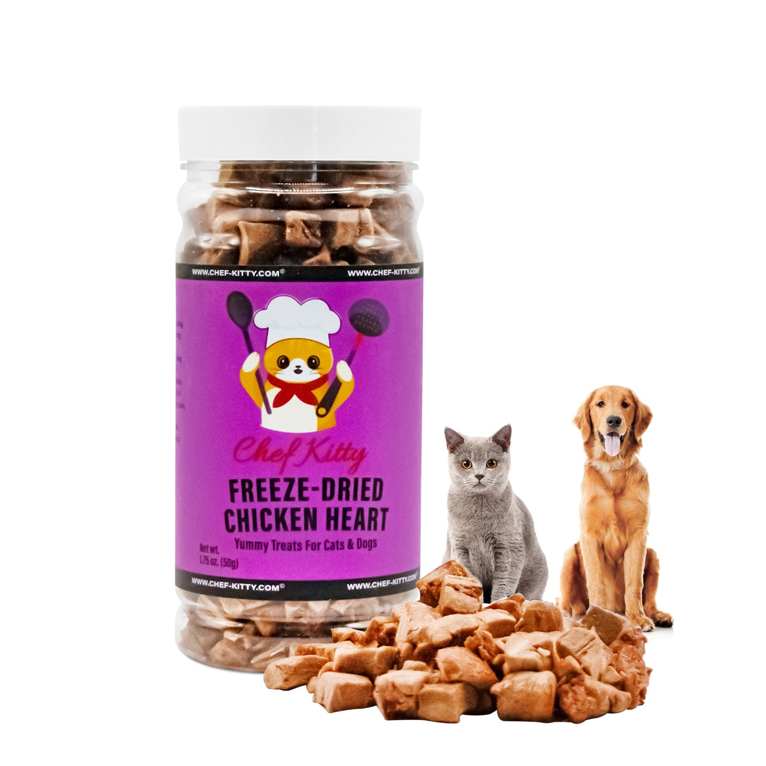 Freeze Dried Chicken Heart en - Only 1 Ingredient - Healthy, Raw, Dry Food for Indoor Cats\ Kittens, Dogs - Made in The USA - Chicken Heart (1.75oz-3.5o