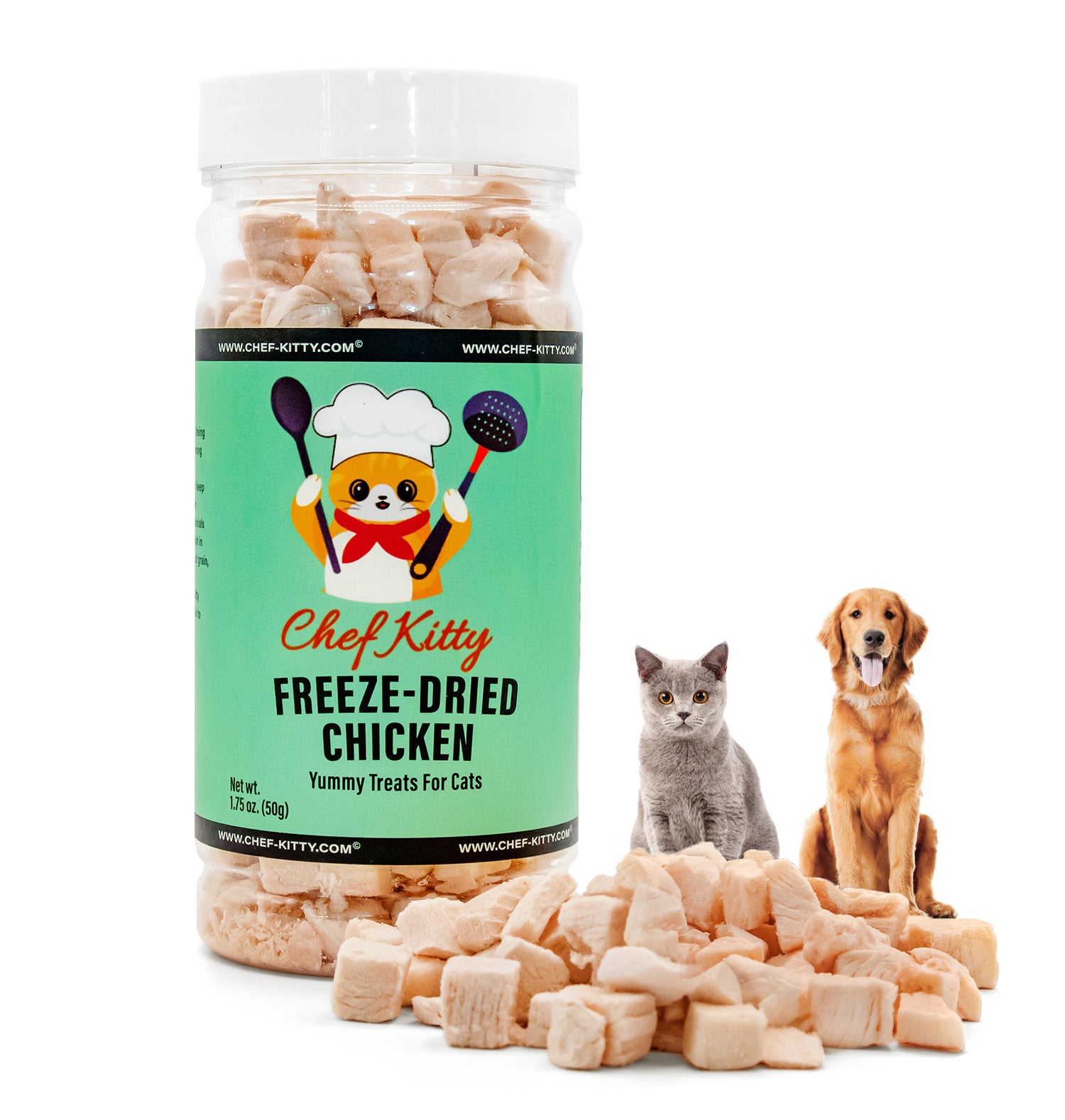 Freeze Dried Chicken Cat & Dog Treats - Made from 100% Human Grade Chicken Breast - Only 1 Ingredient - Healthy, Raw, Dry Food for Indoor Cats, Kittens, Dogs - Made in The USA - (1.75oz-7.7oz)