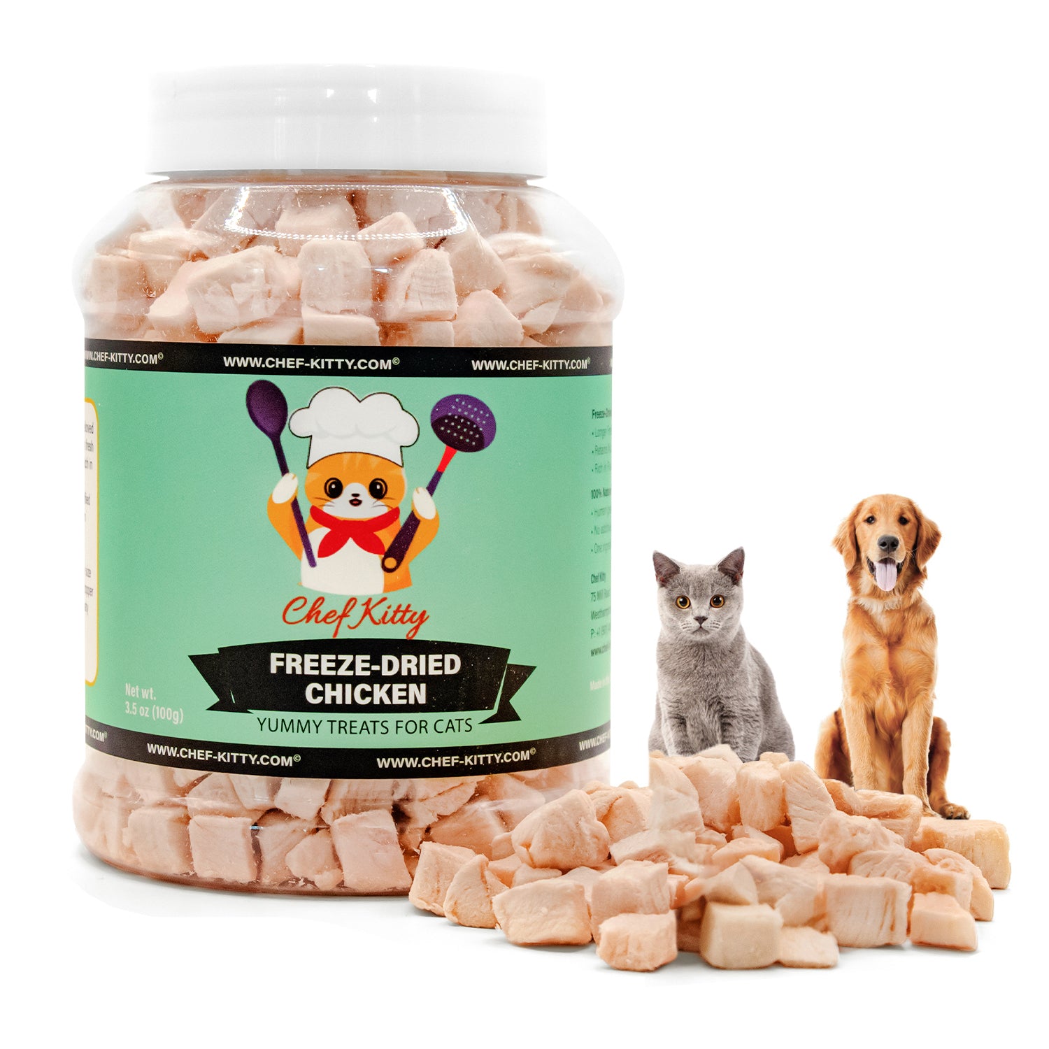 Freeze Dried Chicken Cat & Dog Treats - Made from 100% Human Grade Chicken Breast - Only 1 Ingredient - Healthy, Raw, Dry Food for Indoor Cats, Kittens, Dogs - Made in The USA - (1.75oz-7.7oz)