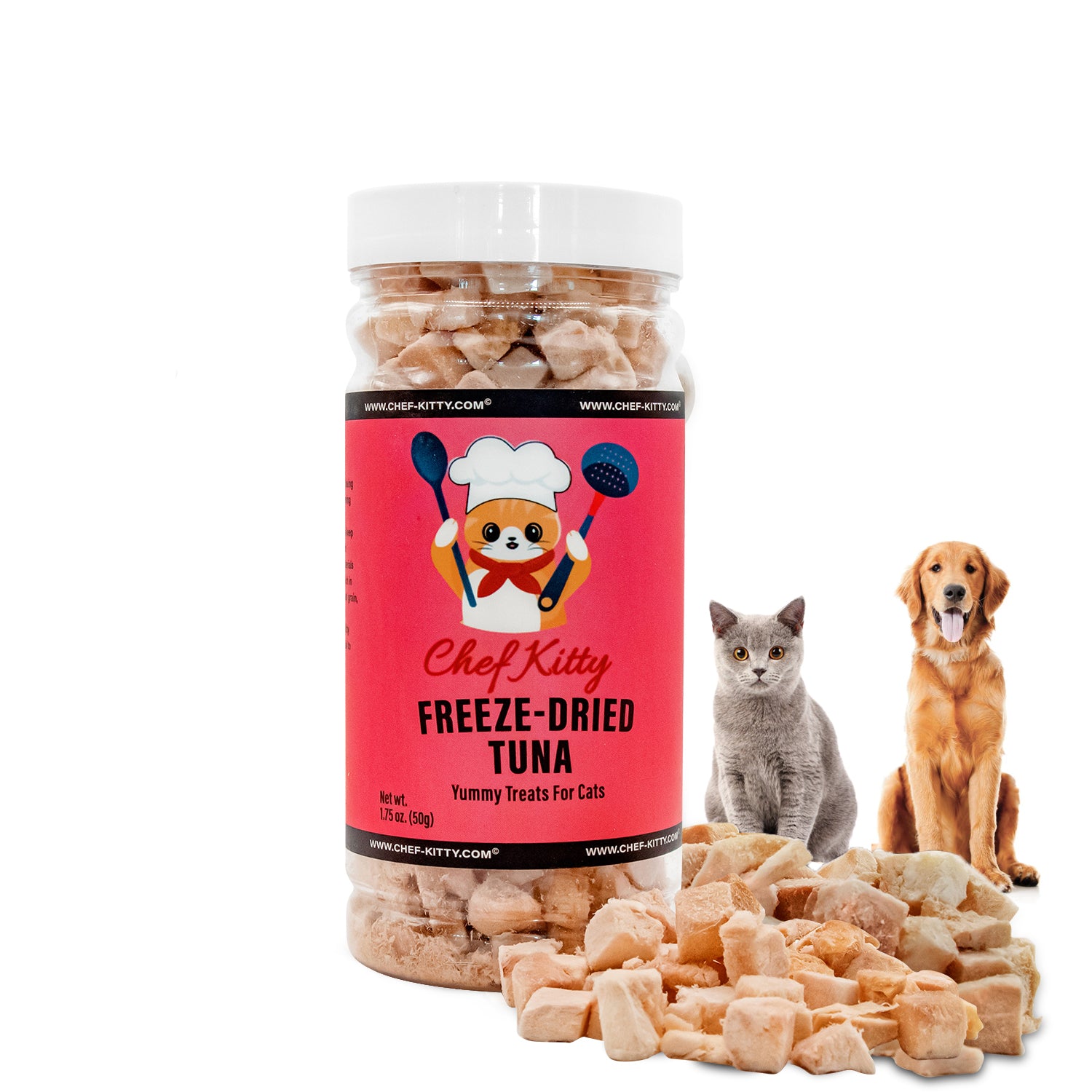 Freeze Dried Tuna Cat & Dog Treats - Made from 100% Wild Caught Tuna - Only 1 Ingredient - Healthy, Raw, Dry Food for Indoor Cats, Kittens, Dogs - Made in The USA - Tuna (1.75oz-3.5oz)