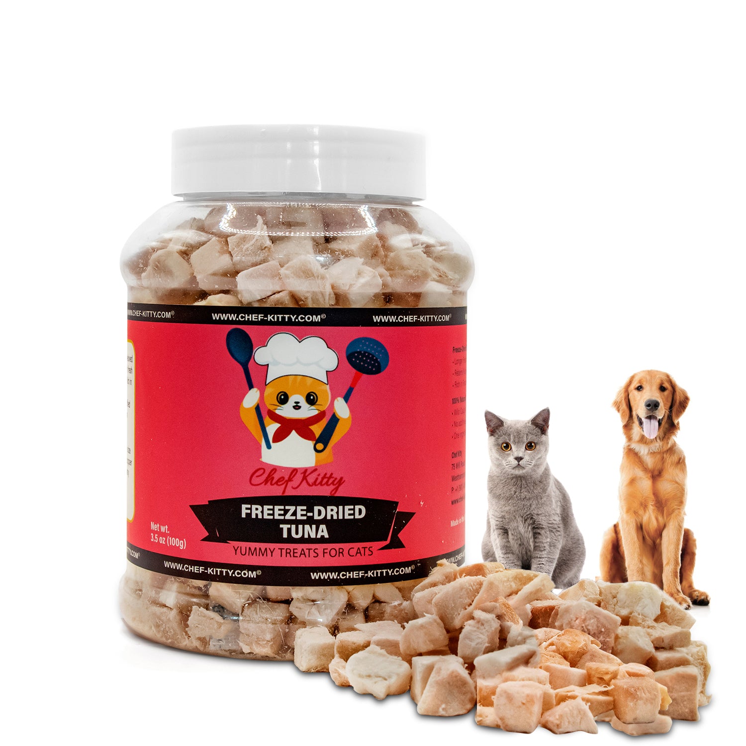 Freeze Dried Tuna Cat & Dog Treats - Made from 100% Wild Caught Tuna - Only 1 Ingredient - Healthy, Raw, Dry Food for Indoor Cats, Kittens, Dogs - Made in The USA - Tuna (1.75oz-3.5oz)